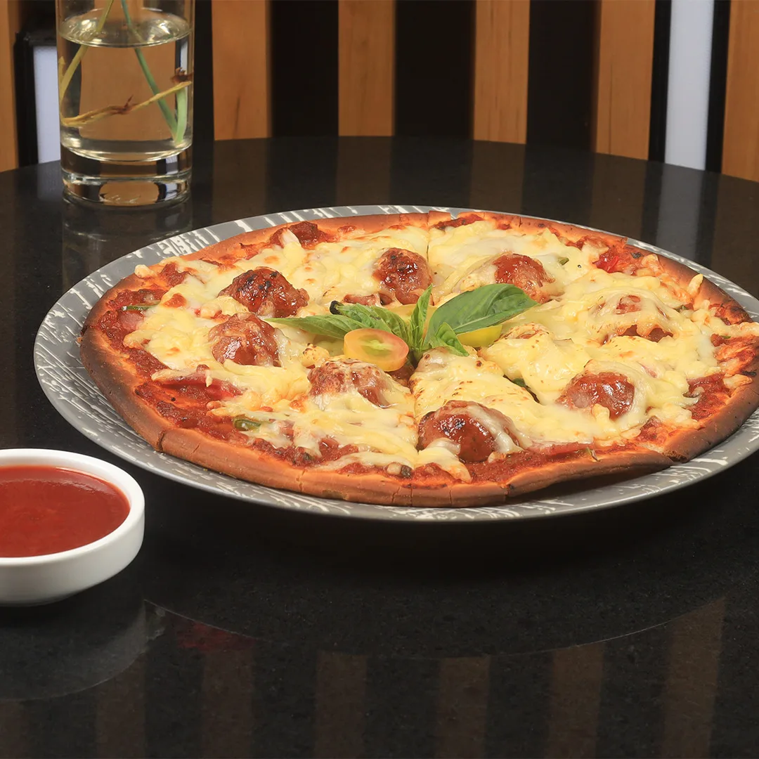 Beef Meatball Pizza